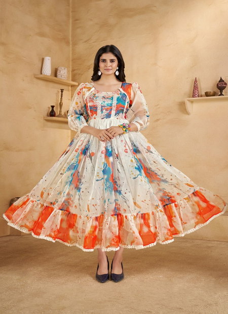 Soofy Organza Square Neck Western Wear Collection Wholesale Price In Surat